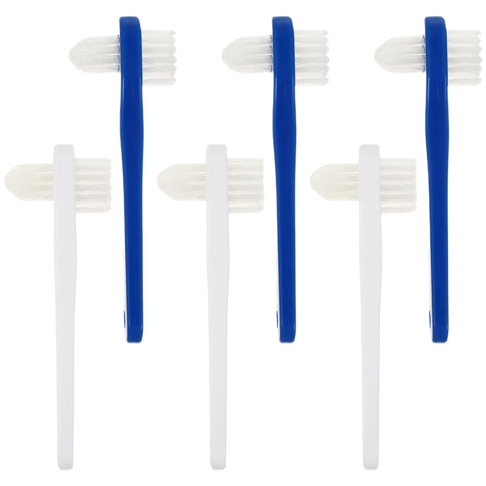 6 قطعة فرشاة أسنان الكبار مزدوجة الرأس فرشاة أسنان صغيرة الحجم المحمولة كاذبة الأسنان تنظيف أداة العناية بالفم