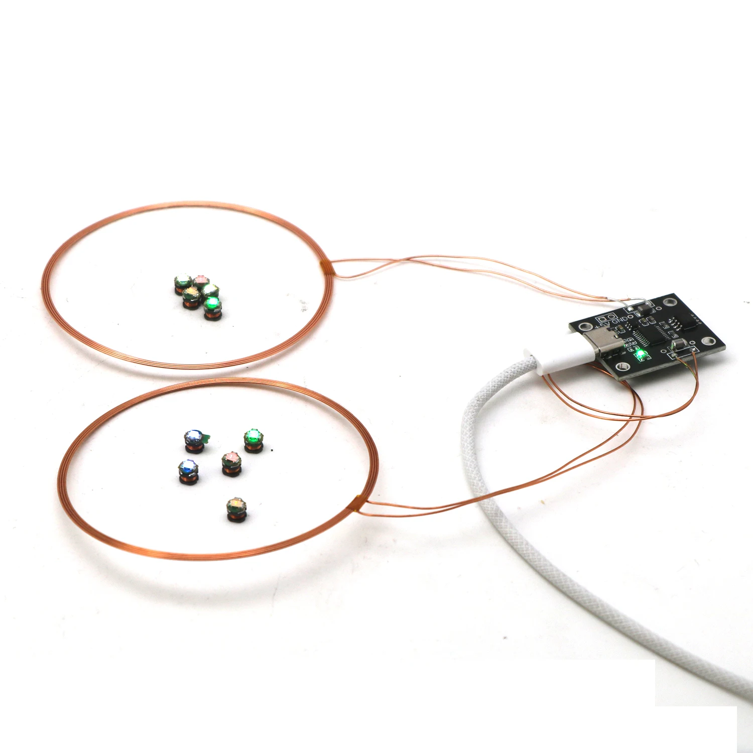 0-70mm Wireless Power Supply Transmitter Coil Single/dual Wireless Receiver LED Light Induction Lamp Toys Robots Gundam Model