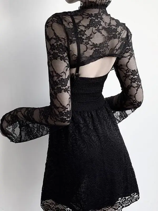 

Женская модная блузка из полиэстера с длинными расклешенными рукавами, воротником-стойкой и вырезами, весна-лето