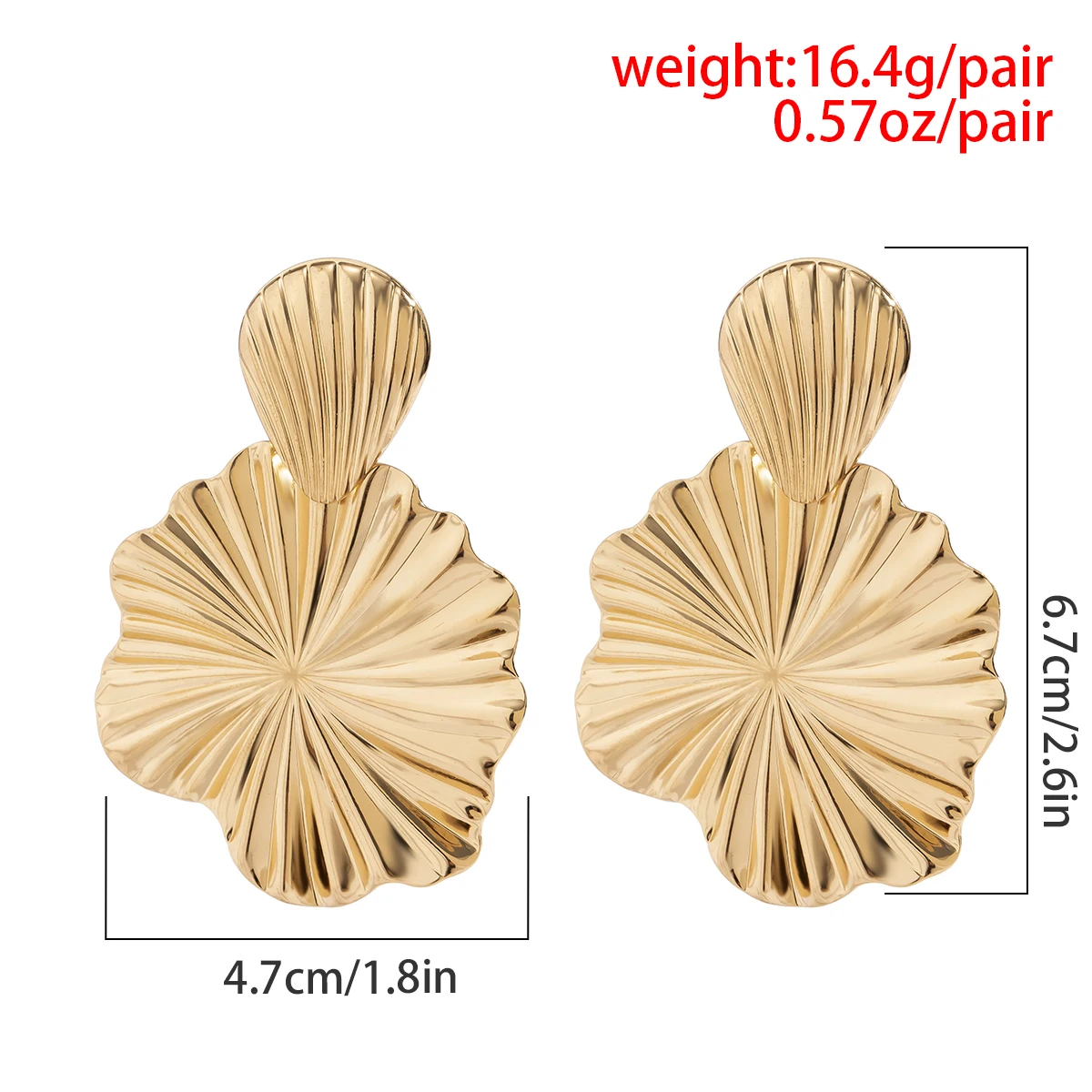 Trendy Geometric Lotus Leaf Shape Pendant Drop Earrings for Women Gold Color Hanging Earrings Ladies Jewelry Wedding Party Gift image 6