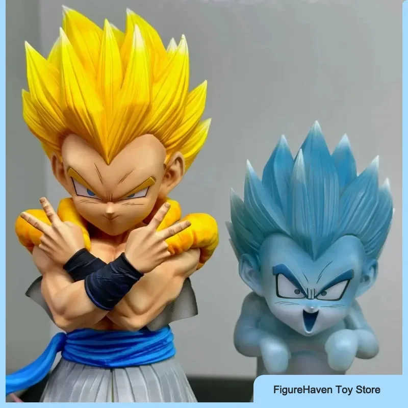 Dragon Ball 1/6 CS Super Saiyajin Gotenks Actionfiguren 25 cm PVC Doppelköpfige Statue mit Basis Anime Modell Trendiges Spielzeug Junge Geschenk