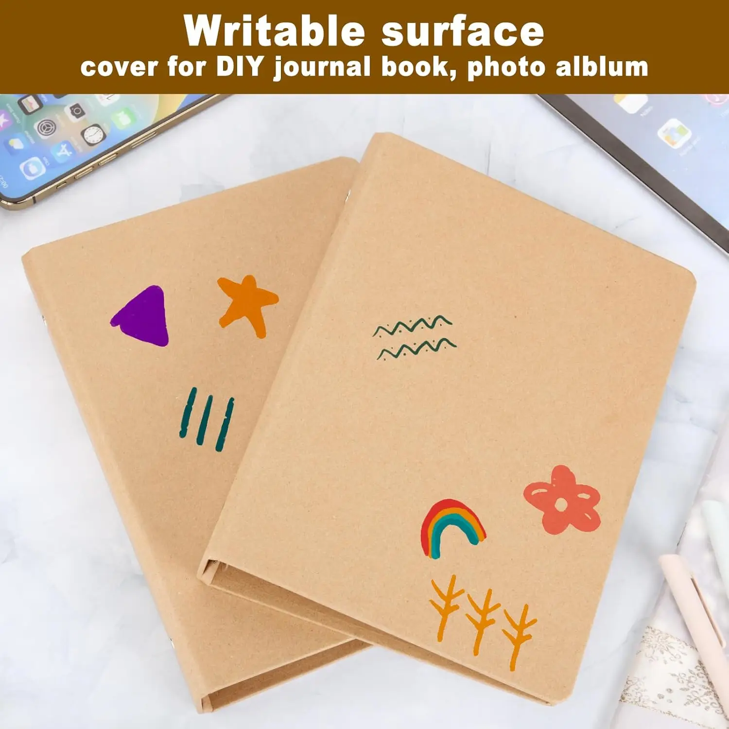 Nueva Carpeta Kraft A5 con 6 Anillas Redondas, Cubierta Protectora Resistente para Diario, Cuaderno, Hojas Insertables