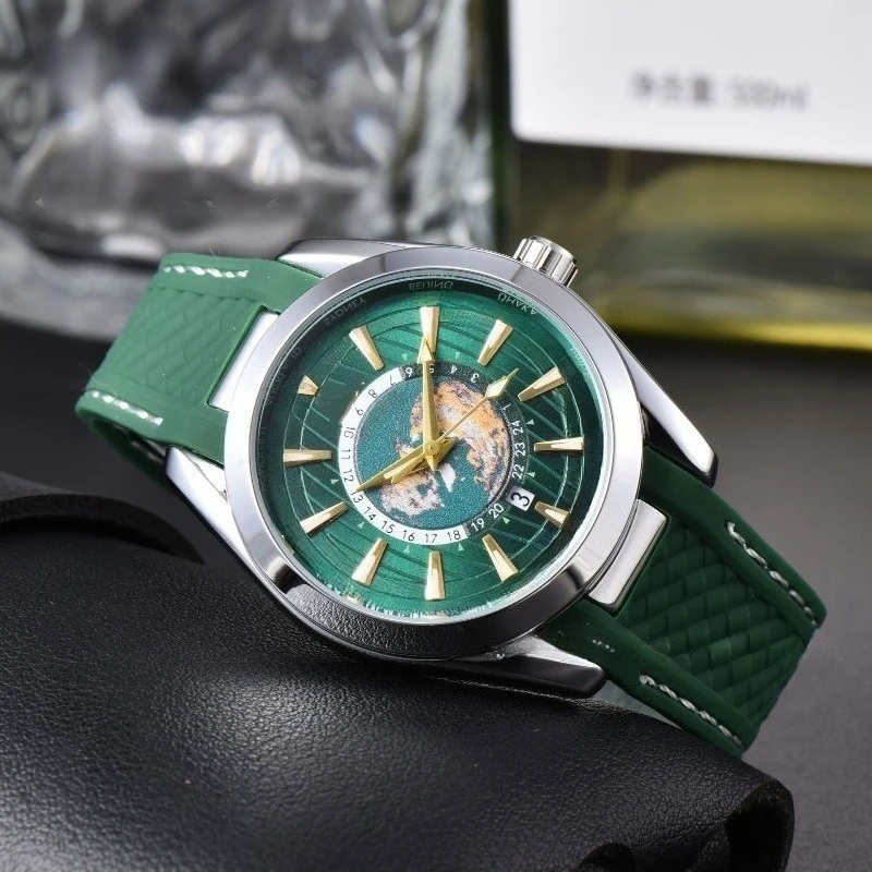 ساعة كوارتز رجالية فاخرة على الطراز الميكانيكي سوار فولاذي غير قابل للصدأ كريستال الياقوت مقاوم للماء 100 متر تقويم مضيء كرونوغراف