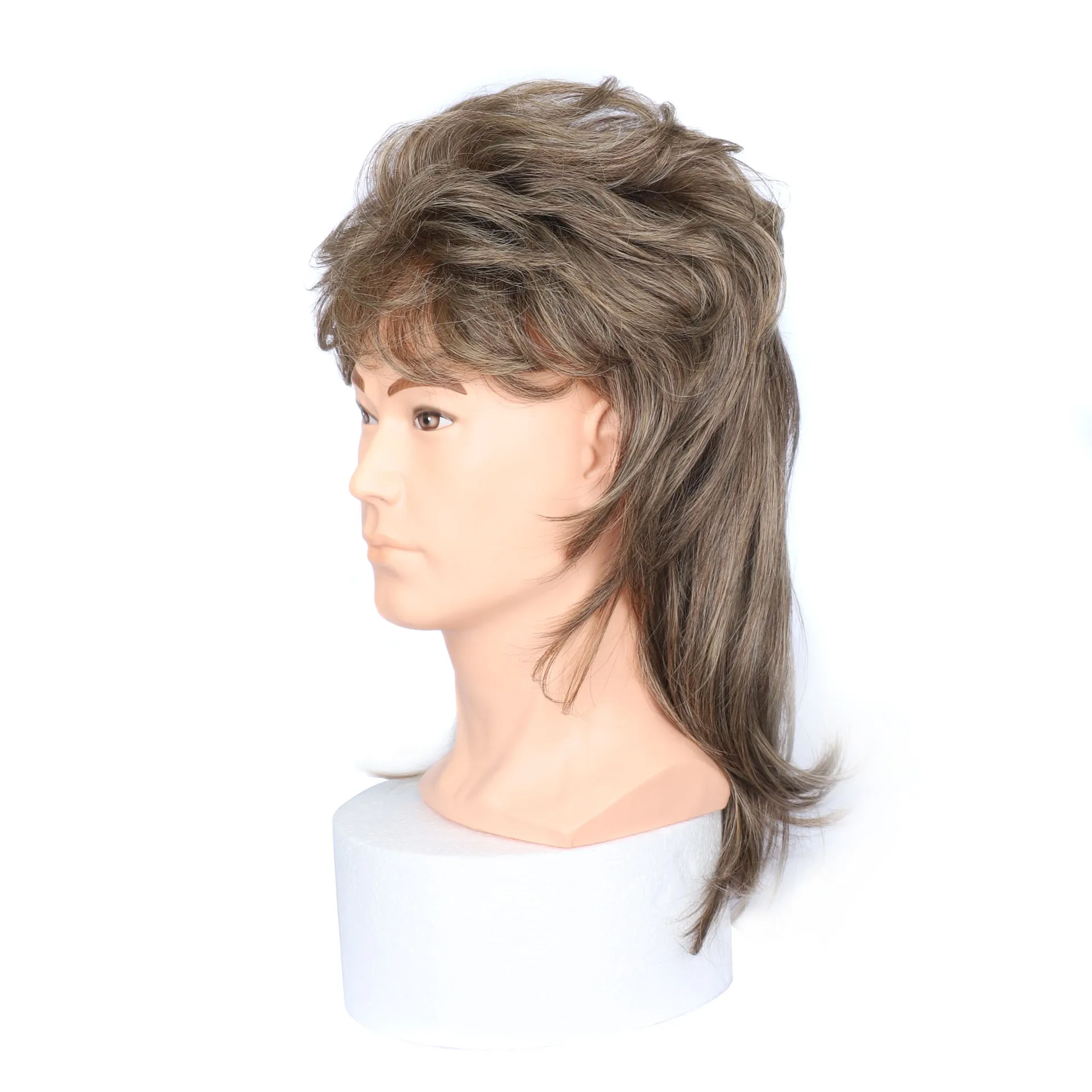 Synthetic Hair Mullet wig |Adult Funny Wigs for Men|Pop Rock Wig| Joe Dirt Wig for 70s|80s Wig Cosplay Halloween Party Costumes