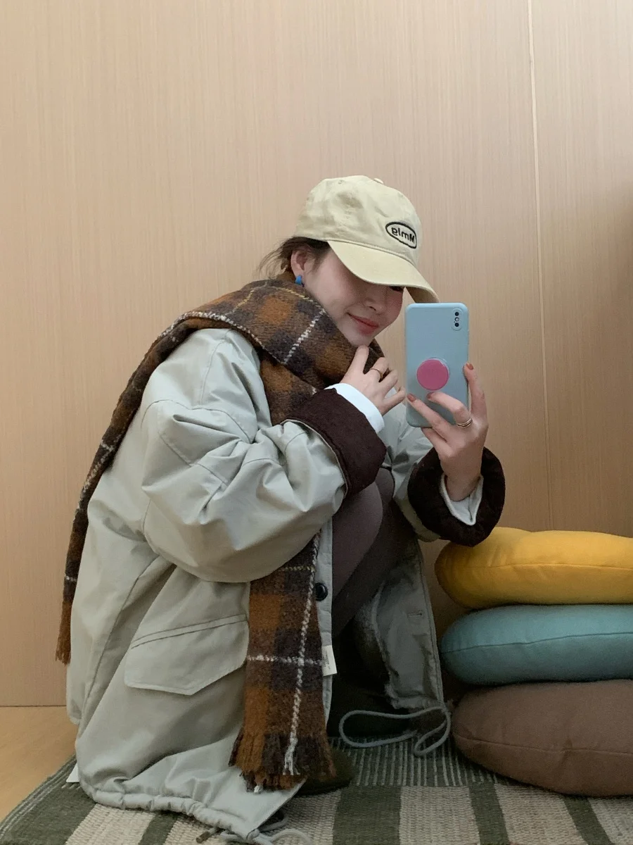 

Thiened Corduroy Parka Women's Jaet Windproof Warm Winter New Sle Korean Version Long Sve Regular Sve Length