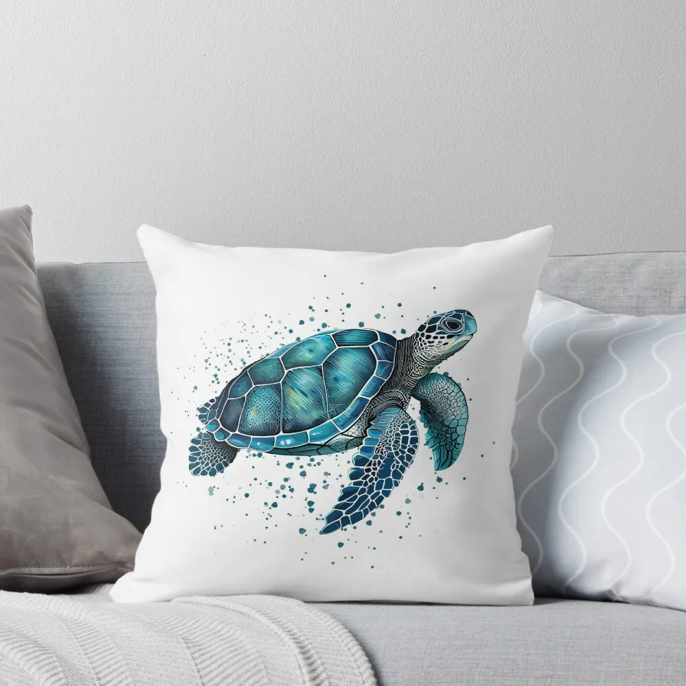 Blue Turquoise Sea Turtle Throw Pillow christmas pillowcases home decor items pillow cover christmas pillow