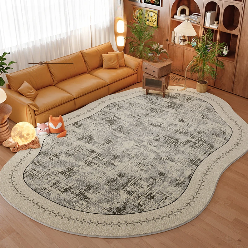 Living Room 2024 Light Luxury Highend Carpet French Floral Special Shaped Anti Fouling Sofa Carpets American Retro Irregular Rug