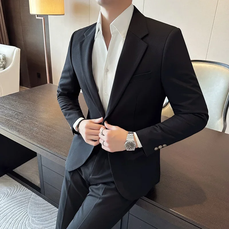 Autumn Winter 2 Piece Suit (Jacket+Pants) Wedding Suits for Men Casual Business Formal Party Prom Suits Blazer Trousers M-4XL