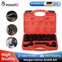 Podofo 10PCS Drive 1/2 & 3/8 Oxygen Sensor Socket Wrench Disassembly Tools Install Offset Vacuum Sensor Socket