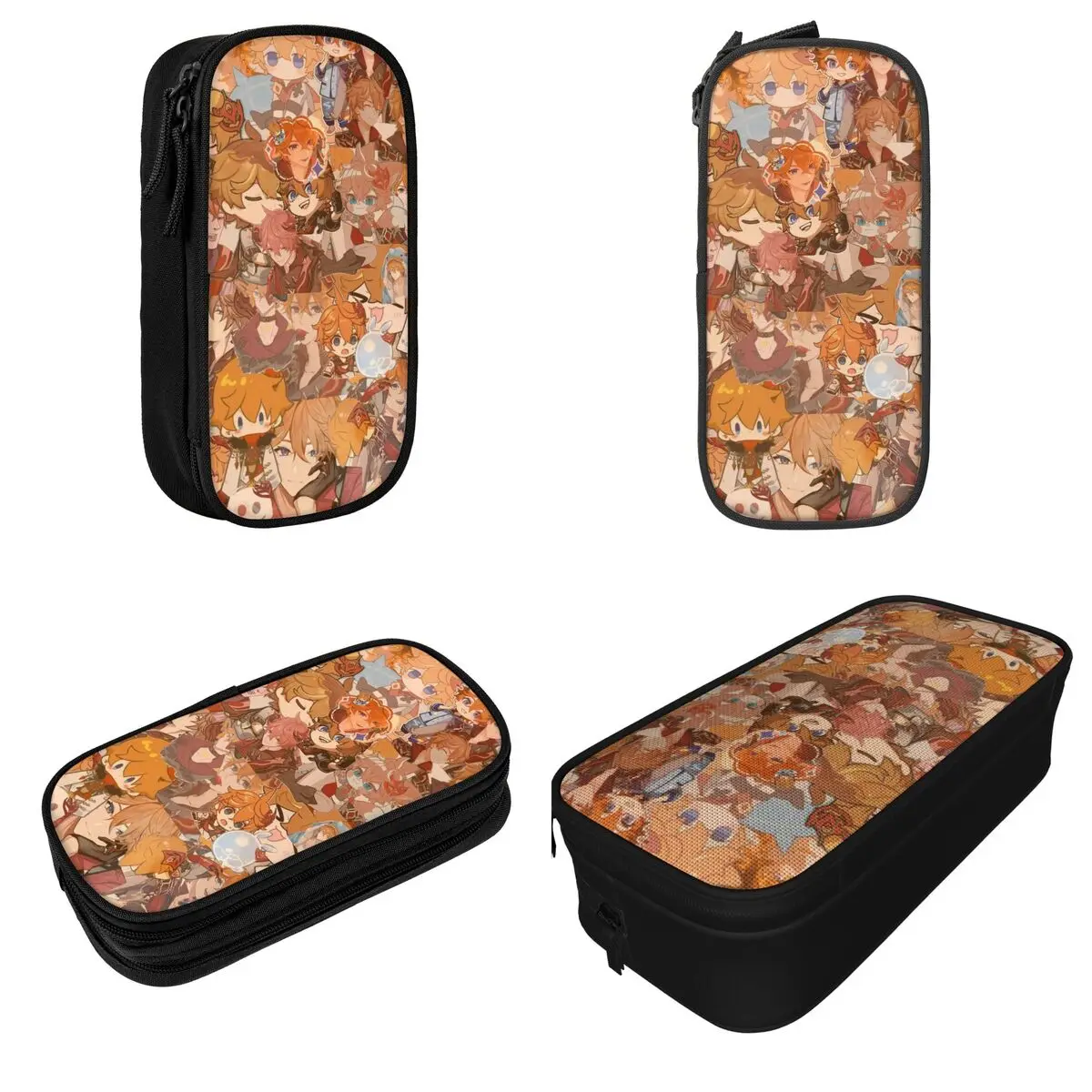 Large Pencil Case Tartaglia Childe Genshin Impact Office Supplies Double Layer Pen Case Women Make Up Bag Suprise Gift
