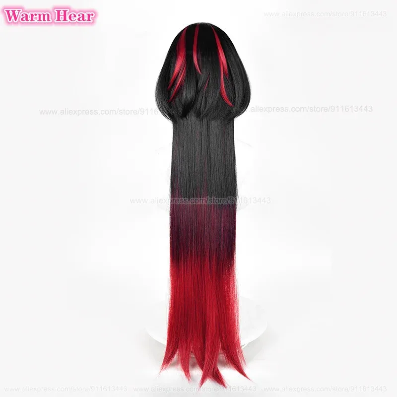 لعبة جين دو الاصطناعية 90 سنتيمتر طويل أسود أحمر مختلط اللون قنديل البحر تصفيفة الشعر تأثيري أنيمي شعر مستعار مقاومة للحرارة الشعر هالوين الباروكات