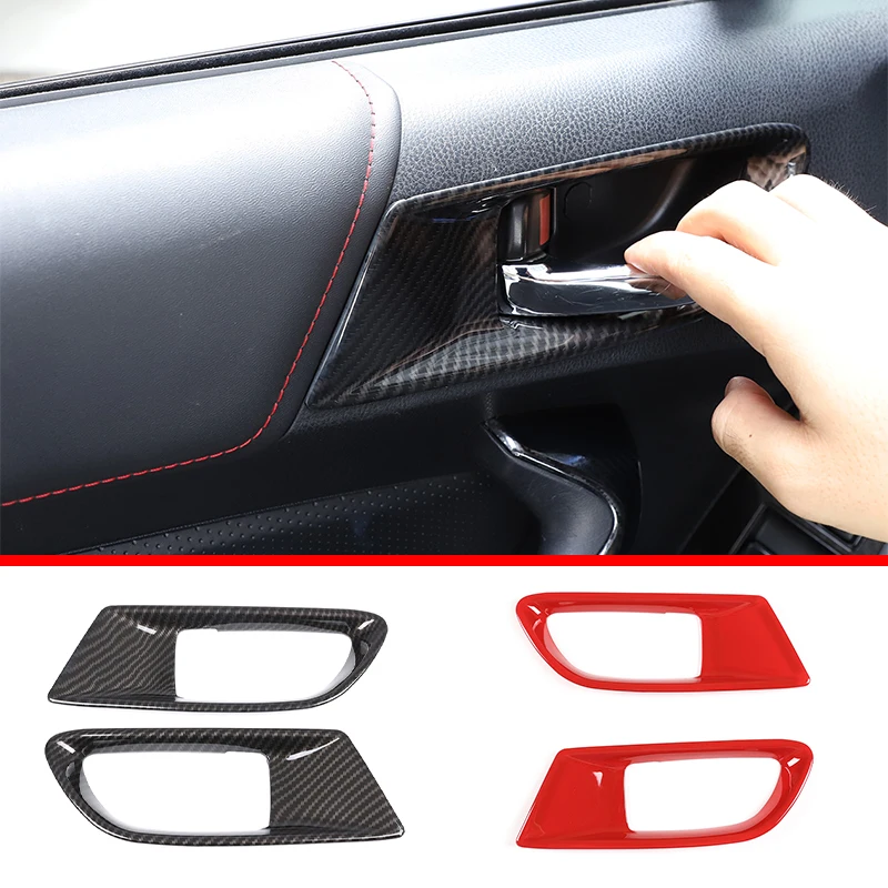 

For Toyota 86 Subaru BRZ 2012-2020 ABS carbon fiber red Interior Door Handle Bowl Panel Cover Decorative Trim Fit accessories