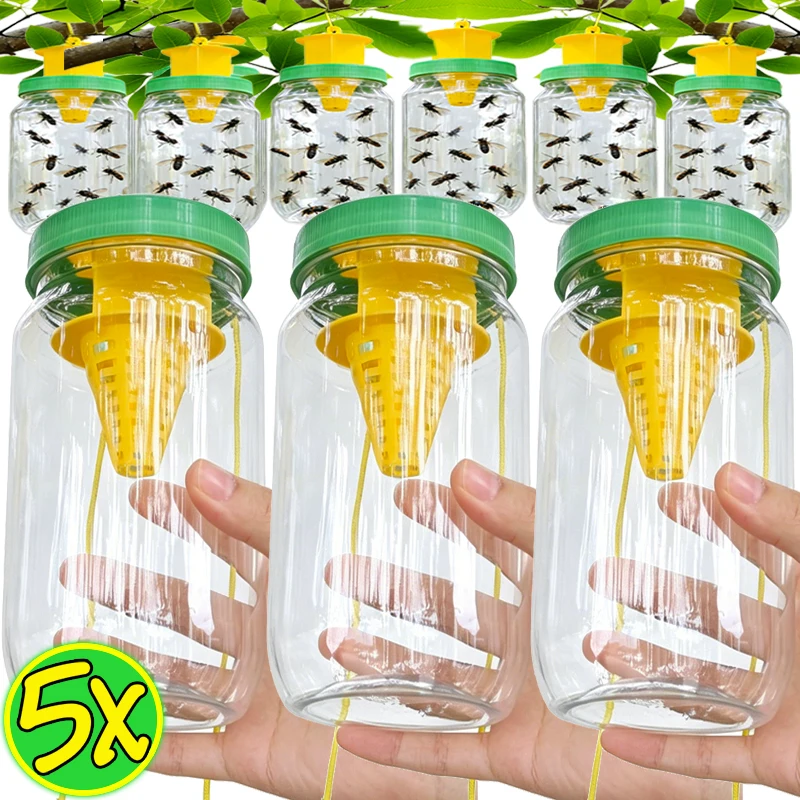 Reusable Hanging Fly Wasp Insect Traps Outdoor Garden Orchard Asian Hornet Catcher Drosophila Attractant Trap Pest Control Tools
