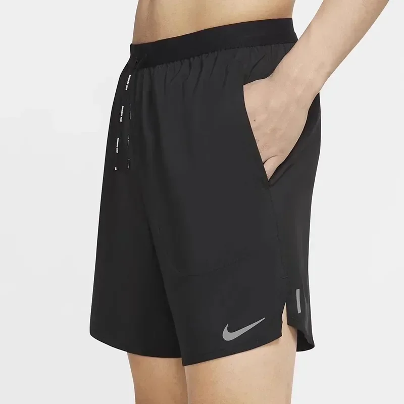 Original Nike Men's Quick Dry Running Equipment Fitness Fashion Sports with Lined Casual Black Shorts 856837-011