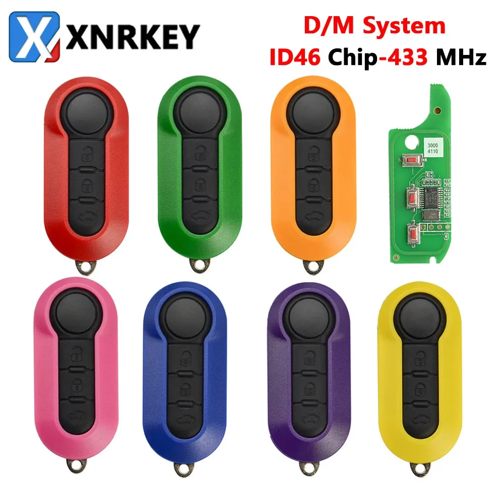 

XNRKEY Flip Remote Key PCF7946 Chip 433Mhz for Fiat 500 500L Punto Florino Doblo Qubo Evo Grande for Delphi/Marelli BSI System