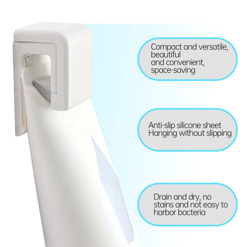 Waterproof Non-Slip Toothpaste Squeezer Bathroom Self-Adhesive White Non-Tracking Hooks Easy Access Bathroom Storage