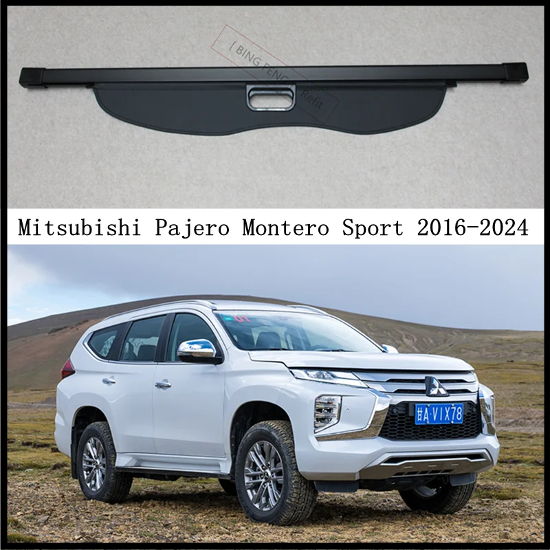 Rear Cargo Cover For Mitsubishi Pajero Montero Sport 2016-2024 Privacy Trunk Screen Security Shield Shade Modification Parts