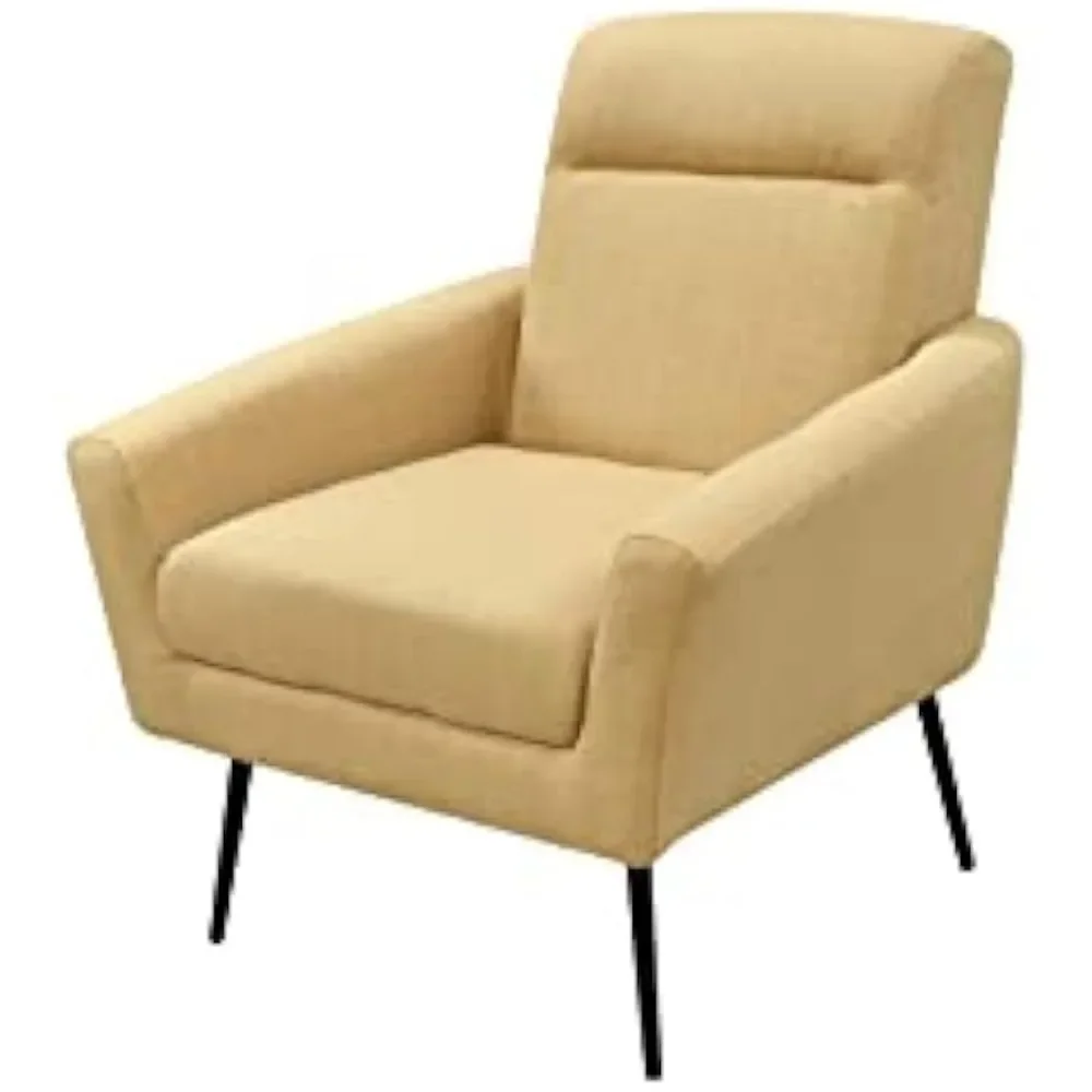 Cafe Chair Yellow Coffee Chairs Bedroom Leisure Single Sofa (Metal Legs) Living Room Chairs Suitable for Small Space Home Office