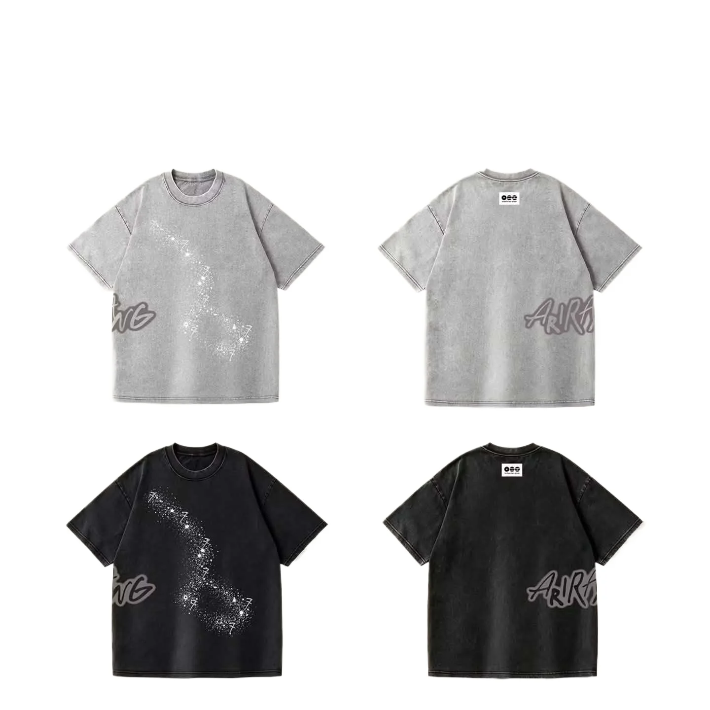 Retro Washed Ladies Casual Loose‑Fit Tee Arirang Distressed Fabric Print Neck Short Sleeve T‑Shirt Fan Gift Street Daily Tops