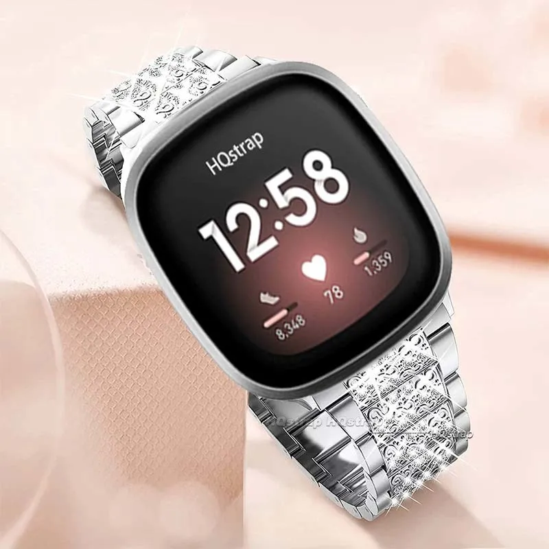 Bling Diamond Strap for Fitbit Versa 4 Sense2 Metal Band Watchband for Fitbit Versa 3 Versa2 Versa Lite Bracelet Accessories