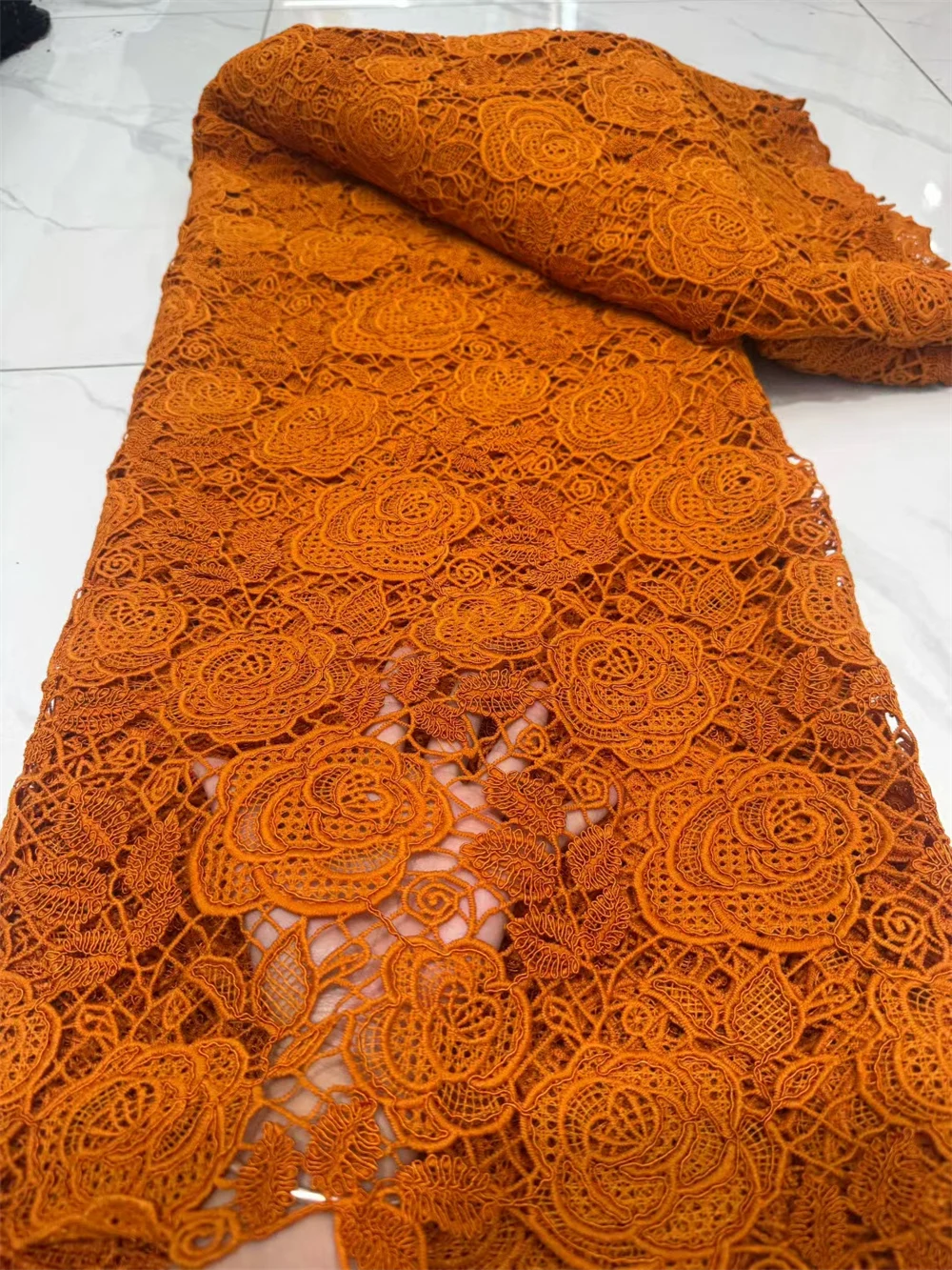 

African Guipure Cord Lace Fabric 2025 High Quality Lace 5 Yards Nigerian French Stoned Lace With Beads For Wedding Dress Sewing