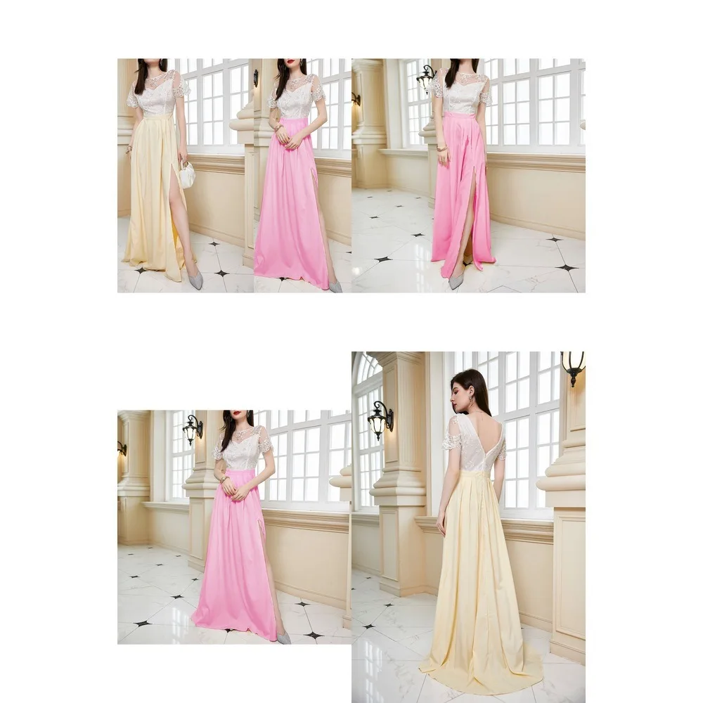 Sexy Evening Dress Lace Short Sleeve Wedding Bridesmaid Dresses Spring Summer Party Gown Formal Matching Set