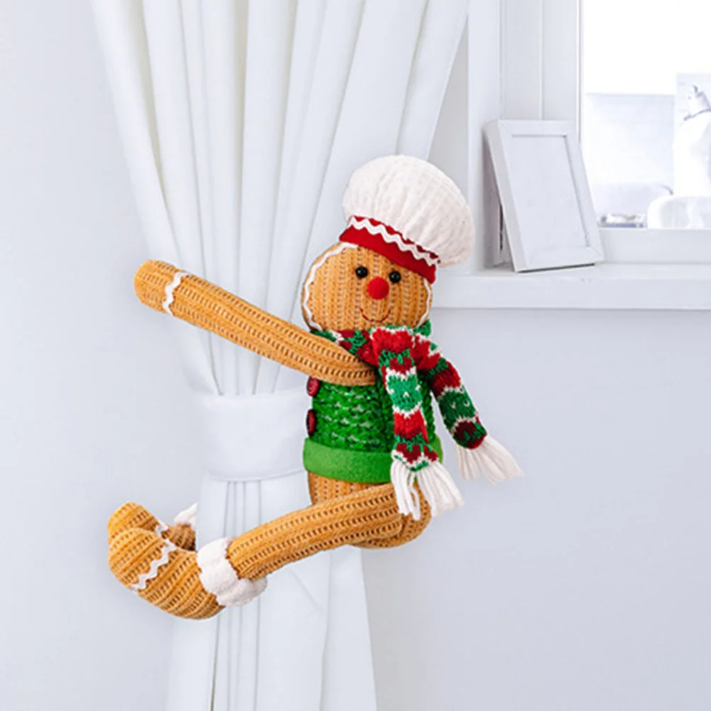 

2Pcs Christmas Curtain Holdbacks Gingerbread Man Xmas Window Tiebacks Decorative Fasteners Christmas Curtain Tiebacks