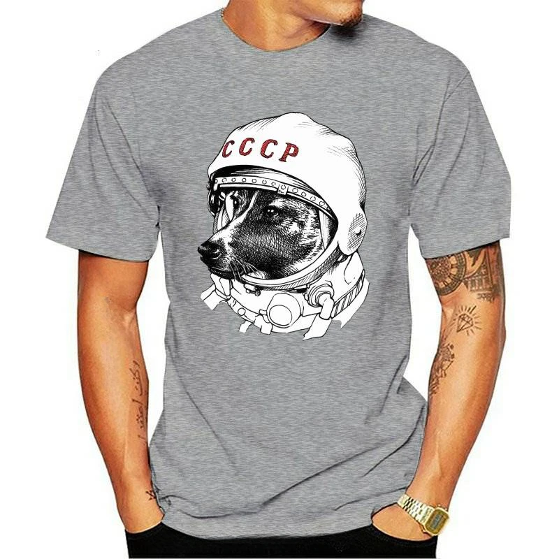 Astronauta Cccp Cosmonauta Dog T-Shirt, Laika Soviética Retro Tee para Adultos e Crianças, Novo, Tamanho T41