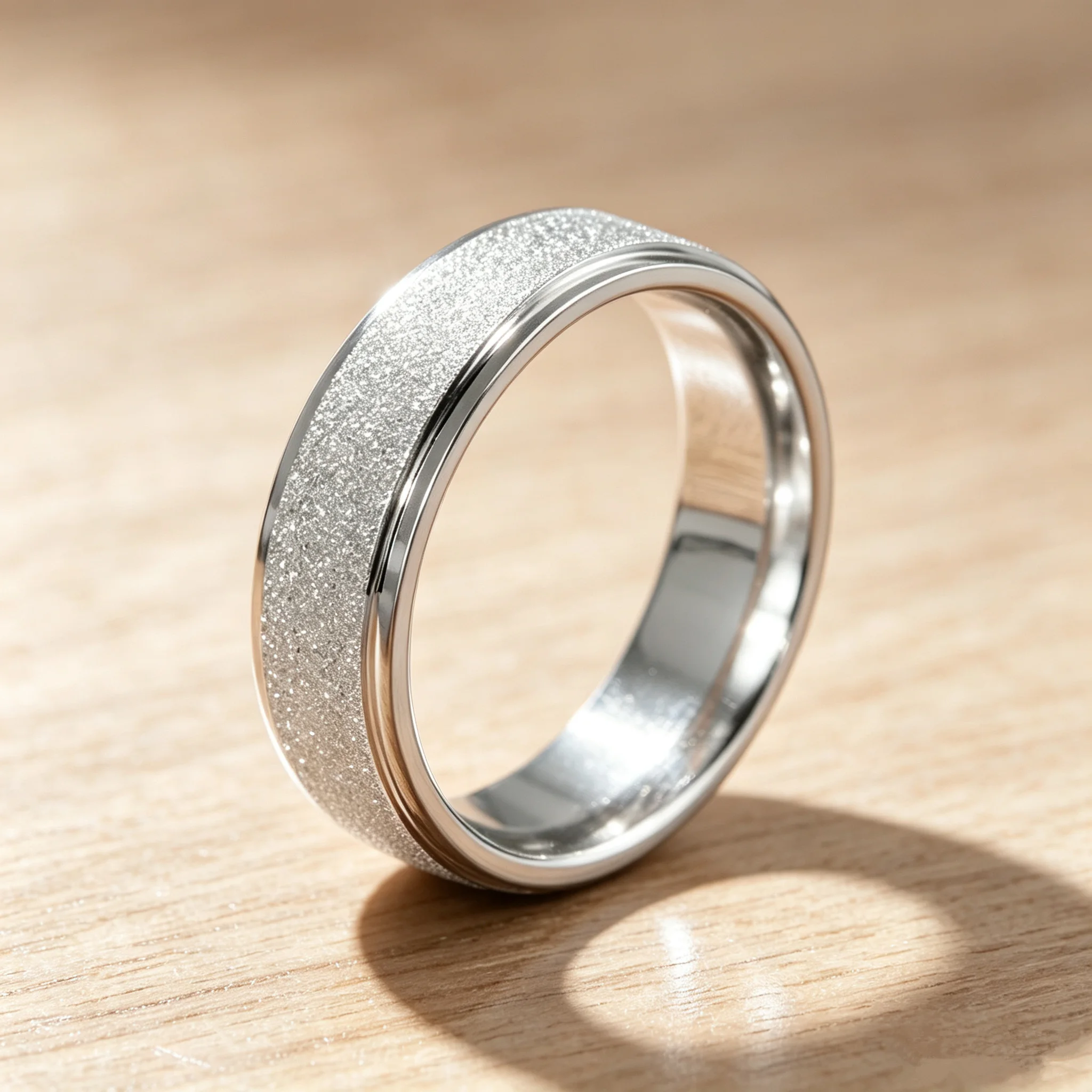 6MM Sandblast Stainless Steel Ring for Men Women Spinner Rotatable Anxiety Ring Fashion Wedding Band Jewelry Gift