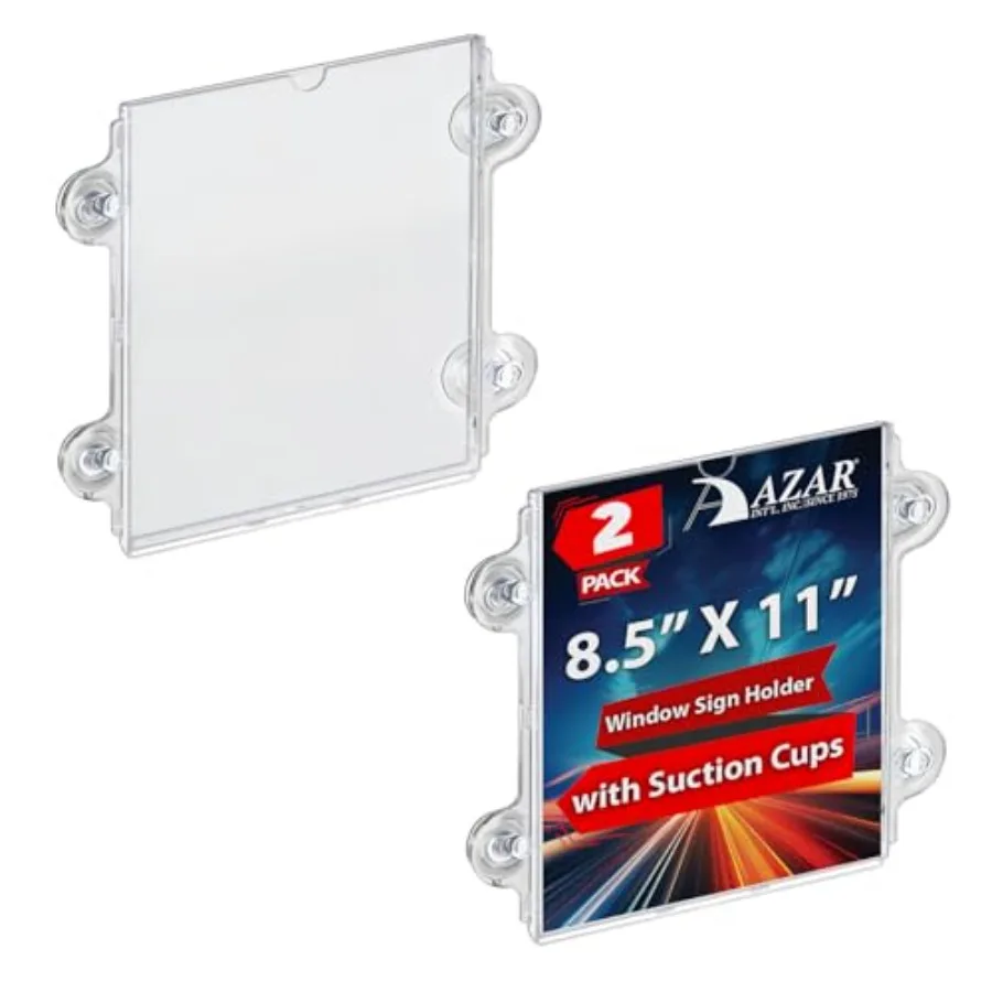 

106614 8.5" W by 11" H Acrylic Sign Holder with Suction Cups 2 Pack