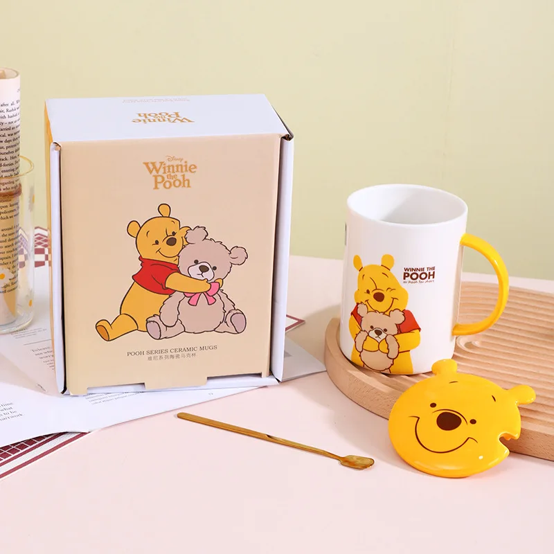 Anime Cartoon Pooh Bear Creative Ceramic Mug 500ML Coffee Cup Ceramic Milk Cups Drinkware Water Cup Gift Box