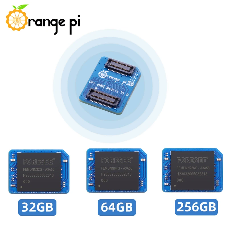 Module EMMC Orange Pi 32 go 64 go 256 go 3D NAND vitesses de lecture et d'écriture rapides pour Orange Pi 5 Plus/Max/Pro/Ultra RV2 3B 4A OPI