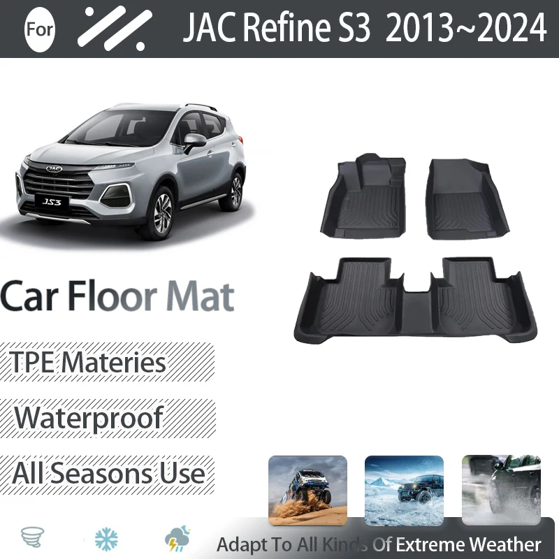 Car Floor Mats For JAC Refine S3 Heyue S30 Sei 3 JS3 T50 2013~2024 Dirt-resistant Foot Carpet TPE Floors Covers Auto Accessories