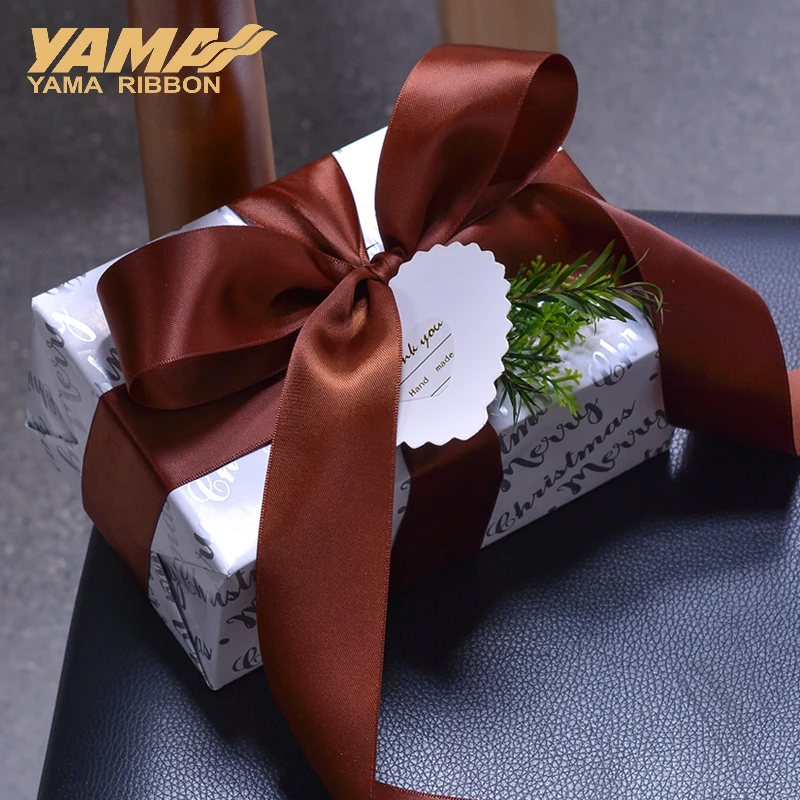 YAMA-Single Face Satin Ribbon, 100% Dark Brown Ribbons, Hand Made Rose Flowers, DIY Party, 50mm, 57mm, 63mm, 75mm, 89mm, 100Yard