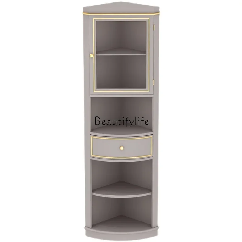 

X4 Nordic light luxury art style premium gray corner cabinet simple vertical cabinet bedroom storage cabinet