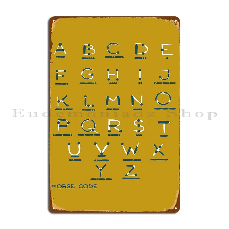 Illustrated Morse Code Alphabet Shelops Metal Plaque Poster Retro Plaques Party Vintage Designer Tin Sign Poster