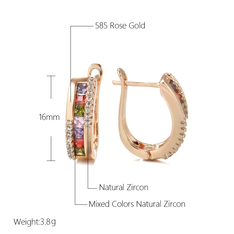 Kinel New Ear Cuff Earring 585 Rose Gold With Colorful Natural Zircon Formed Brilliant Flower Dangle Earring Women Jewelry Gifts