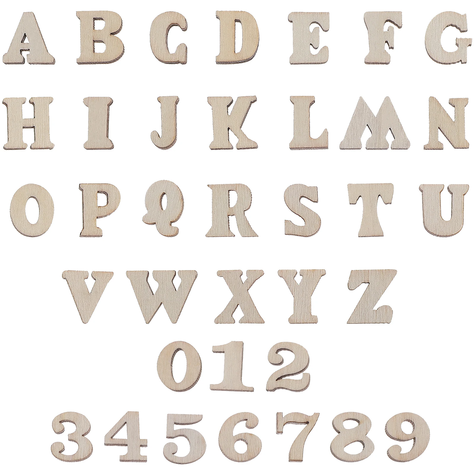 204Pcs Wood Letters Numbers Alphabet Craft Set Natural Color for DIY Decor Educational Alphabet
