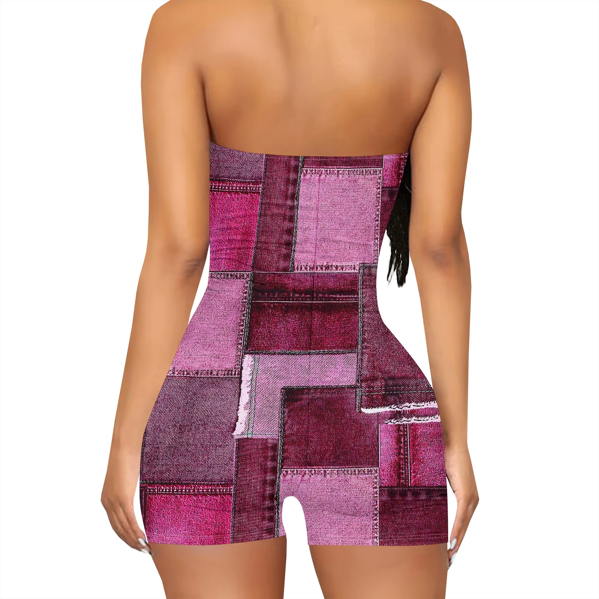 Women's Off Shoulder Strapless Sexy Loose Fashion Printed Hem Club Party Casual Vacation Short Pants Jumpsuit