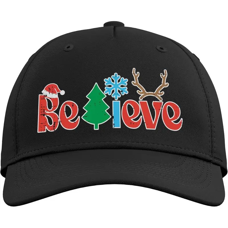 Believe Christmas Tree Anters Santa Xmas Men Women Kids Adjustable Baseball Hat