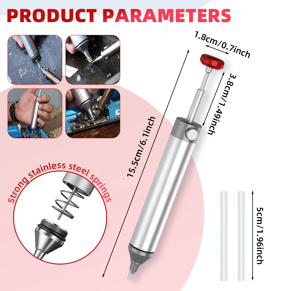 Pompa dissaldante potente in alluminio pistola a latta di aspirazione ugello in Silicone penna a ventosa per saldatura a vuoto manuale strumenti di