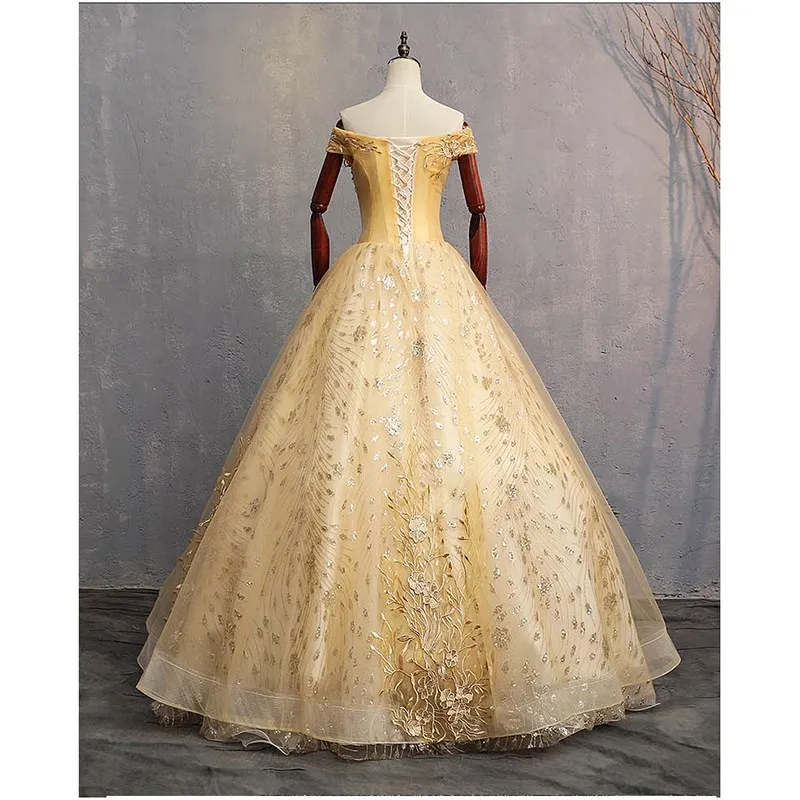 Vàng Quinceanera Đầm 2022 Vũ Hội Đầm Sang Trọng Appliques Chính Thức Bầu Vintage Quinceanera Đầm Đầm Vestido De Quincenera