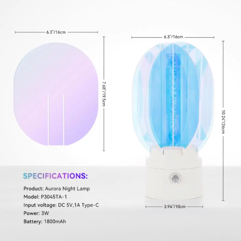 Dimmable Acrylic Nightstand Lamp 360 Rotation Rechargeable Battery Aurora Table Lamp Portable Soft Glow