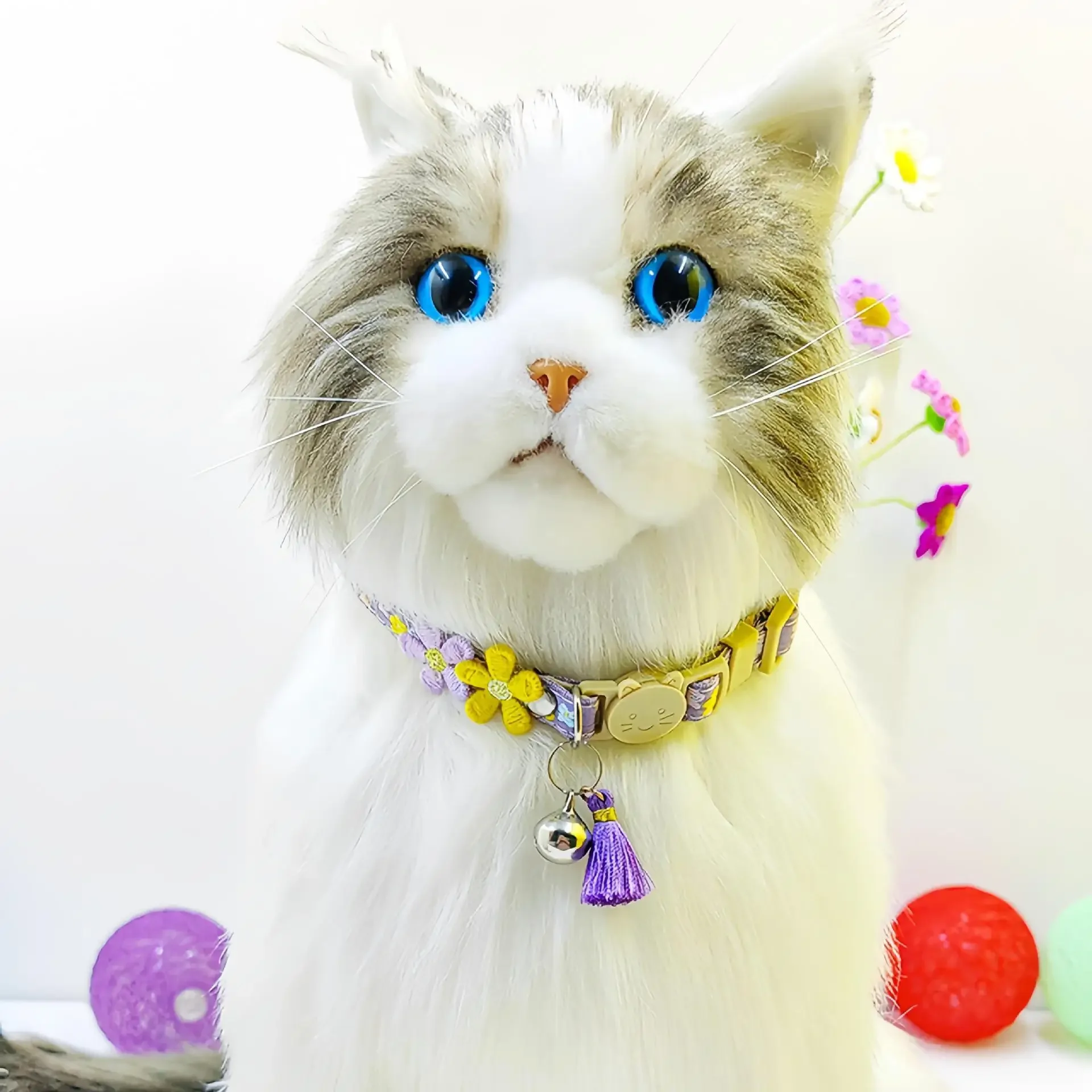 Cute Pet Collar adjustable Cat Collars with Flower Tassel Decoration Safety Buckle Bell To Prevent Lost Cats Collarpet Supplies