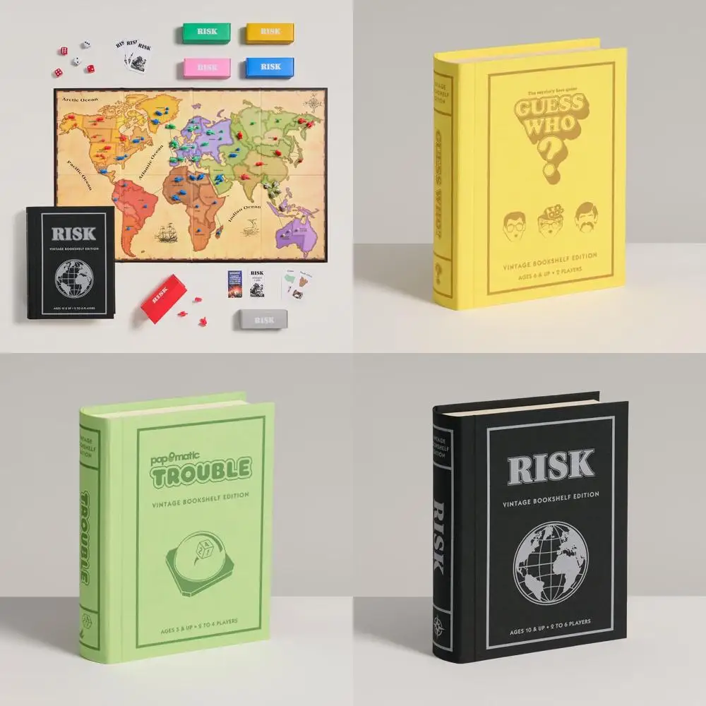 

Vintage Board Game Shelf: Classic Games Collection for Home Decor and Entertaining Play