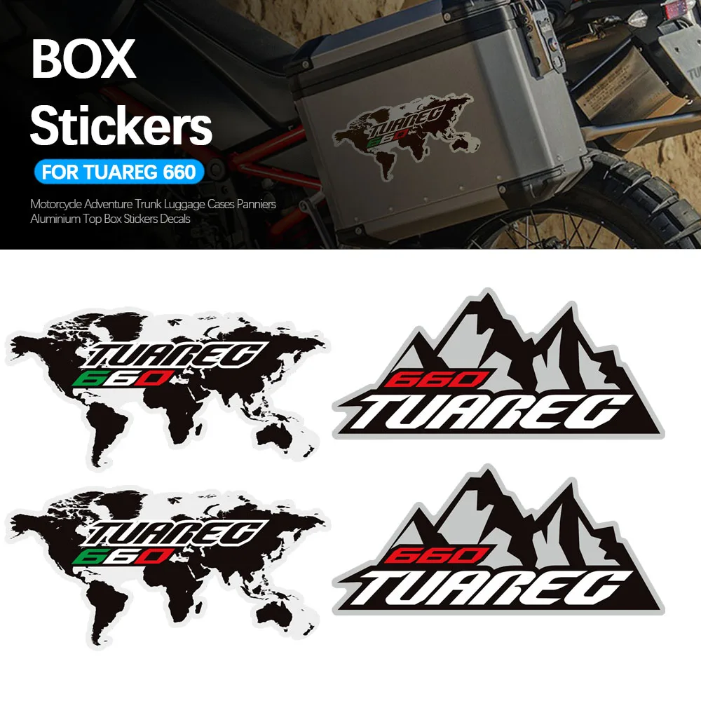 Motorcycle For Tuareg 660 RALLY Adventure Trunk Luggage Cases Panniers Aluminium Top Box Stickers Decals 2022 2023 2024 - 2026