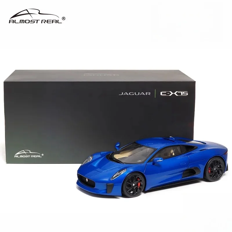 1:18 Full open Jaguar C-X75-2013 Metal blue, alloy die-cast static miniature car fashion play model,adult collection decoration.