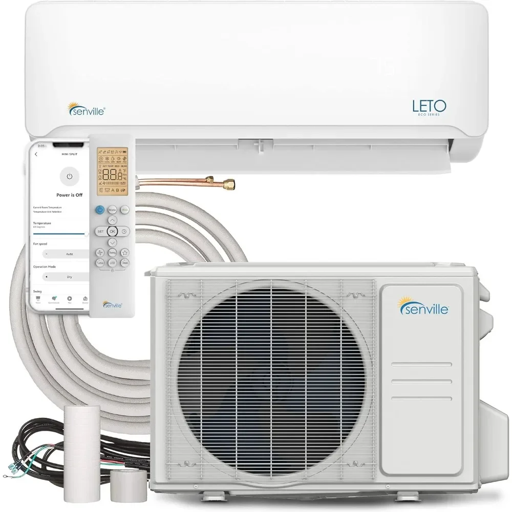 Bomba de calor para aire acondicionado serie Mini Split, 9000 BTU 110/120V, inversor, funciona con Alexa, SEER2 21,5, blanco