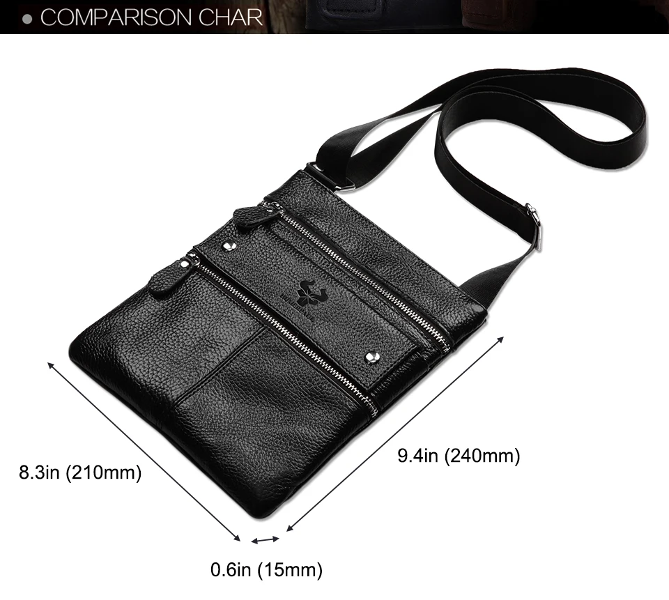 HUMERPAUL Umhängetaschen für Herren aus echtem Leder, große Kapazität, Schultertasche, multifunktional, kurz, für Reisen, Messenger-Pack – Detail 2