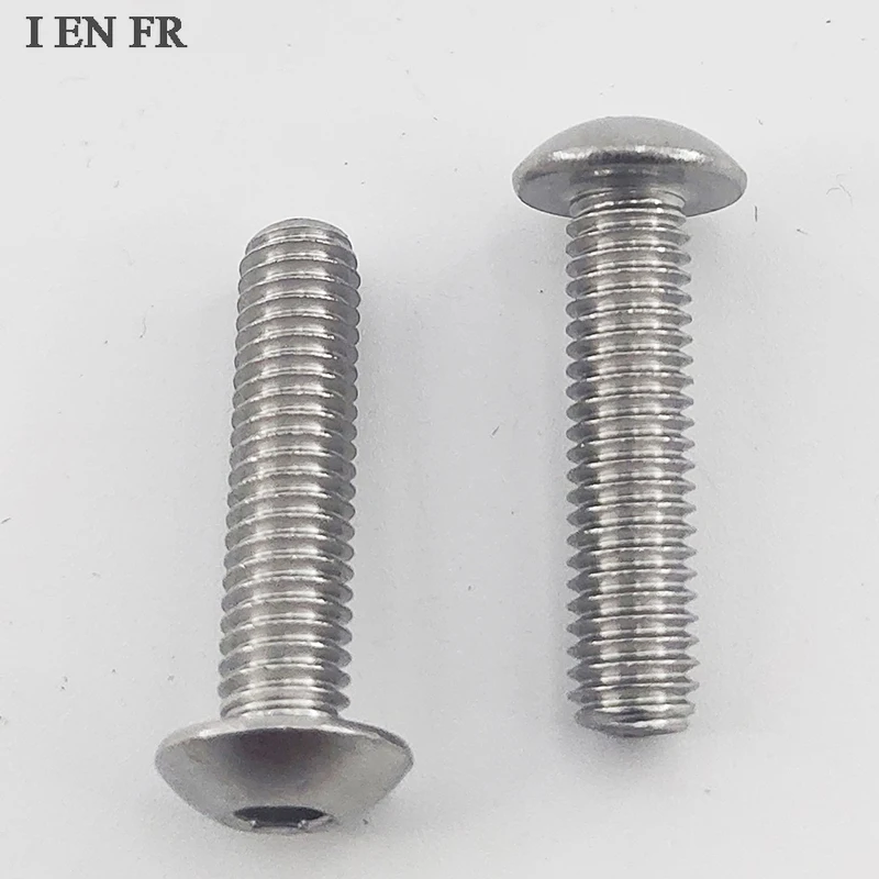 

2/5/10/25pcs ISO7380 M3 M4 M5 M6 M8 M10 304 A2-70 Stainless Steel Hex Hexagon Socket Button Round Head Screw Bolt L= 6-100mm